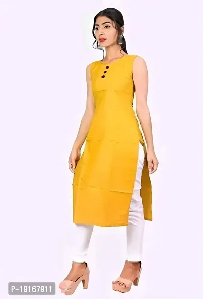 MAGIC BIRD Women Beautiful Solid Cotton Blend Sleeveless A-line Kurta(SKA-1)-thumb4