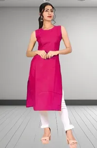 MAGIC BIRD TRENDY SLEEVELESS PINK SIMPLE KURTI-thumb1