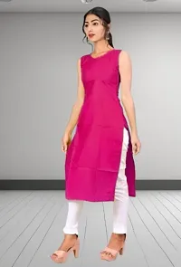 MAGIC BIRD TRENDY SLEEVELESS PINK SIMPLE KURTI-thumb3