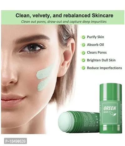 Green Mask Anti Acne Cleaning Solid Mask Stick for face Man Women (Pack of 1)-thumb2