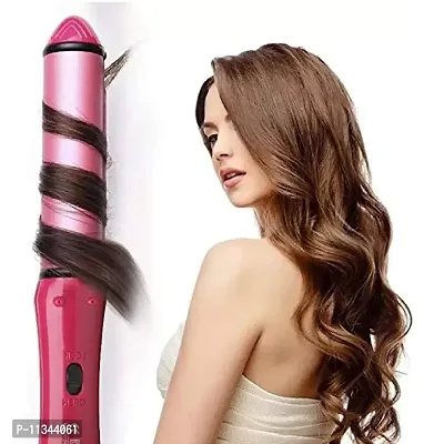 PARIDA ENTERPRISE 2 in 1 Hair Straightener And Curler Hair Straightening Machine Beauty Set of Professional Hair Straightener and Hair Curler with Ceramic Plate For Women (Pink)-thumb4