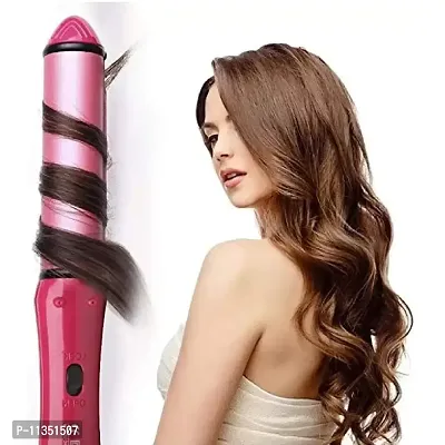 PARIDA Enterprise 2 In 1 Hair Straightener And Curler Hair Straightening Machine For Women With Ceramic Plate | Hair Straightener And Curler Combo (Pink)-thumb0