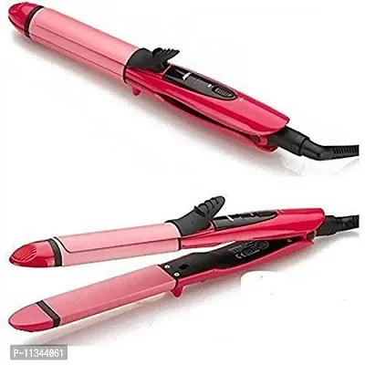 PARIDA ENTERPRISE 2 in 1 Hair Straightener And Curler Hair Straightening Machine Beauty Set of Professional Hair Straightener and Hair Curler with Ceramic Plate For Women (Pink)-thumb5