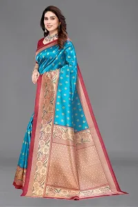 Elegant Sky Blue Art Silk Printed  Saree With Unstitched Blouse Piece-thumb3