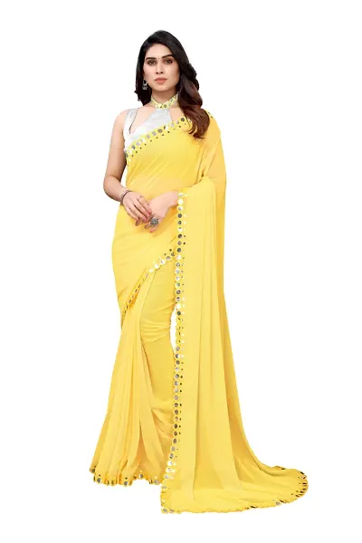 Georgette Embroidered Saree with Blouse piece