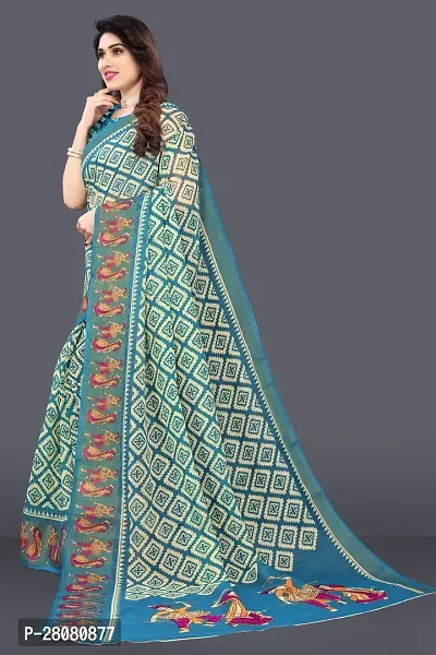 Elegant Cotton Blend Geometric Print Saree With Unstitched Blouse Piece-thumb4