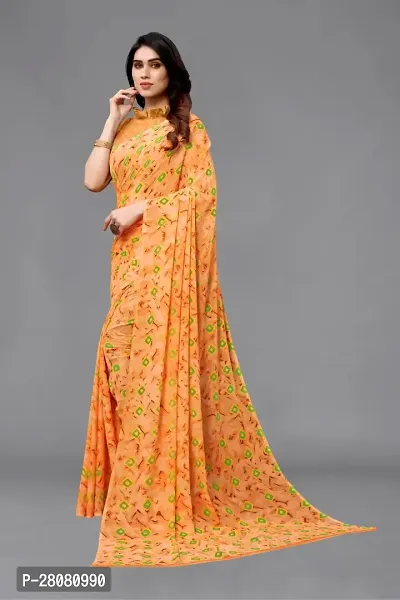 Women Georgette printed saree with Blouse Piece-thumb4