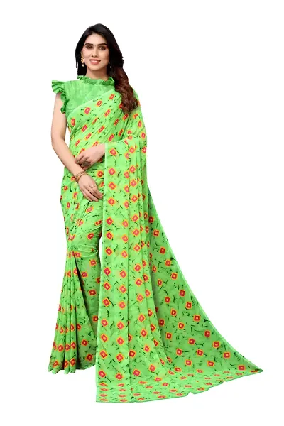 Women Georgette leriya saree with Unstitched Blouse Piecee