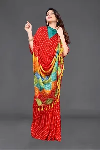 Elegant Red Moss Chiffon Printed Saree With Unstitched Blouse Piece-thumb1