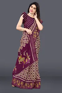 Elegant Cotton Blend Geometric Print Saree With Unstitched Blouse Piece-thumb3