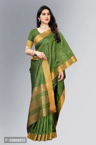 Women kerla Cotton Saree With Unstitched Blouse Piecee mahendi-thumb4