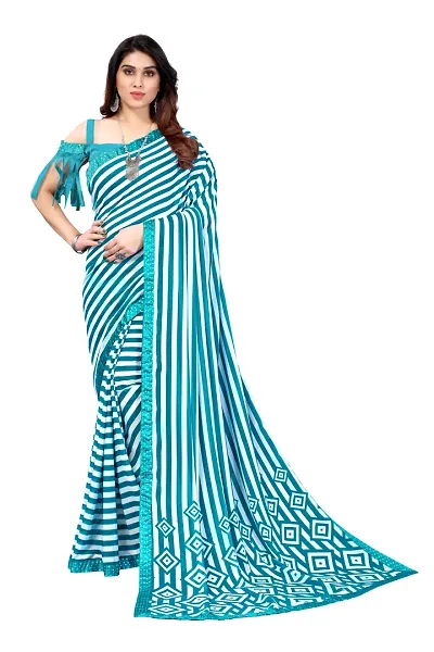 Women georagette saree With Unstitched Blouse Piecee