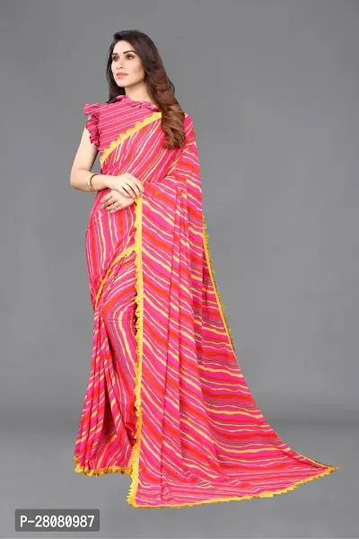 Women Chiffon Printed Saree With Blouse Piece-thumb2