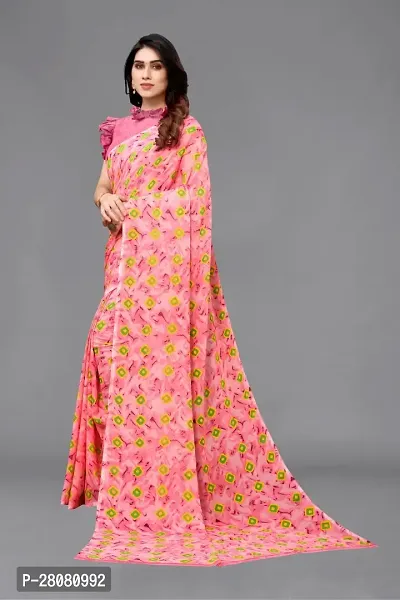 Women Georgette printed  Saree with Blouse Piece-thumb4