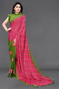 Women Poly art silk printed  saree with  Unstitched Blouse Piecee Pink-thumb3