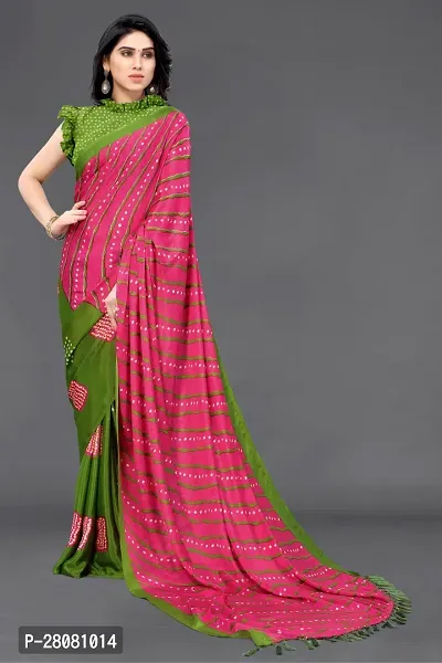 Women Poly art silk printed  saree with  Unstitched Blouse Piecee Pink-thumb4