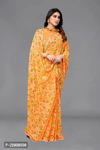 Women Georgette printed saree with Blouse Piece-thumb5