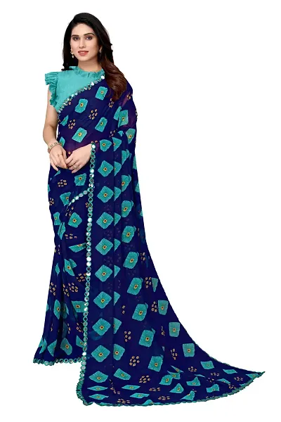 Loyalty Creation Printed Embroidered Bandhani Georgette Saree