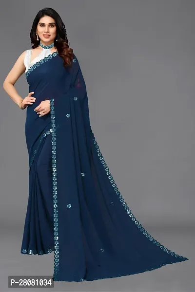 Beautiful Georgette Saree with unstitched Blouse piece for Women-thumb0