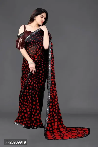 Women Georgette Print saree With Unstitched Blouse Piece-thumb5