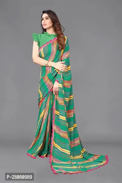 Women Georgette printed saree with Blouse Piece-thumb5