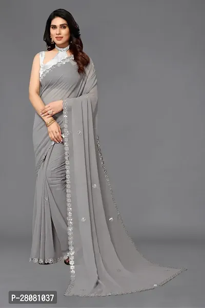 Beautiful Georgette Saree with unstitched Blouse piece for Women-thumb0