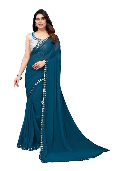 Chiffon Lace Border Saree with Blouse Piece