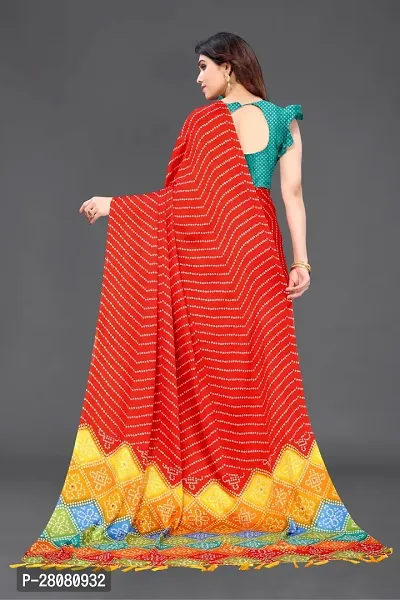 Elegant Red Moss Chiffon Printed Saree With Unstitched Blouse Piece-thumb5