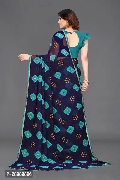 Elegant Multicoloured Georgette Printed  Saree With Unstitched Blouse Piece-thumb4