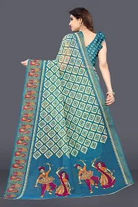 Elegant Cotton Blend Geometric Print Saree With Unstitched Blouse Piece-thumb1