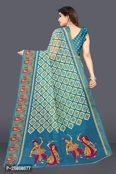 Elegant Cotton Blend Geometric Print Saree With Unstitched Blouse Piece-thumb2