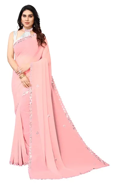 Stylish Crepe Saree with Blouse piece For Women