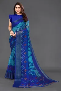 Women Cotton blend printed saree with Blouse Piece-thumb3