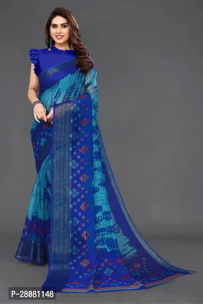 Women Cotton blend printed saree with Blouse Piece-thumb4