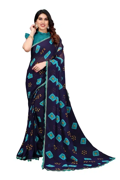 Women Georggate saree With Unstitched Blouse Piecee