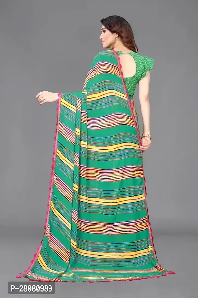 Women Georgette printed saree with Blouse Piece-thumb2