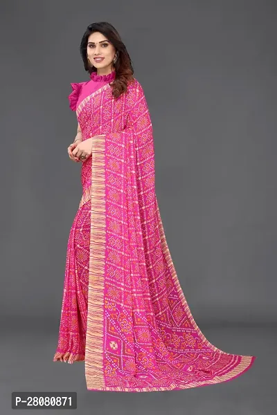 Elegant Georgette Badhani Saree With Unstitched Blouse Piece-thumb2