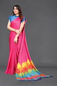 Elegant Pink Moss Chiffon Printed Saree With Unstitched Blouse Piece-thumb3