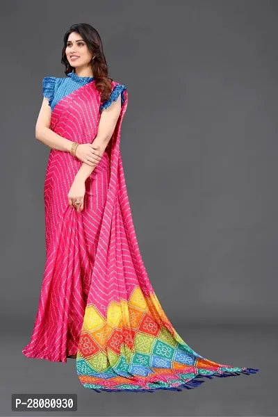 Elegant Pink Moss Chiffon Printed Saree With Unstitched Blouse Piece-thumb4