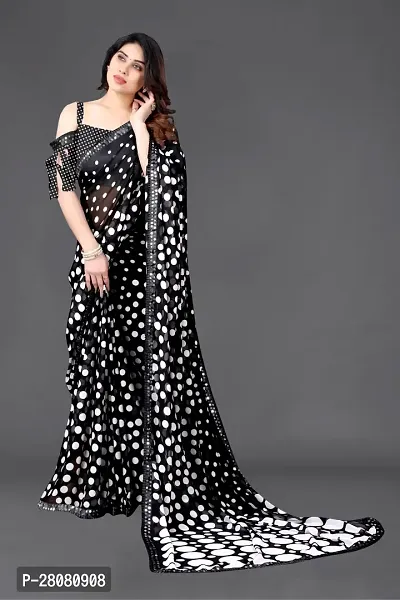 Women Georgette Print saree With Unstitched Blouse Piece-thumb4