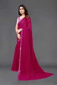 Women Georgette mirror border saree with  Unstitched Blouse Piece-thumb3