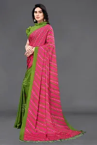 Women Poly art silk printed  saree with  Unstitched Blouse Piecee Pink-thumb1