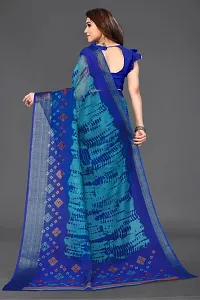 Women Cotton blend printed saree with Blouse Piece-thumb1