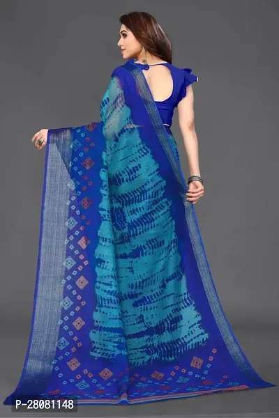 Women Cotton blend printed saree with Blouse Piece-thumb2