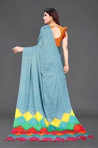 Elegant Grey Moss Chiffon Printed Saree With Unstitched Blouse Piece-thumb1