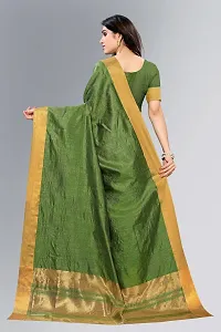 Women kerla Cotton Saree With Unstitched Blouse Piecee mahendi-thumb1