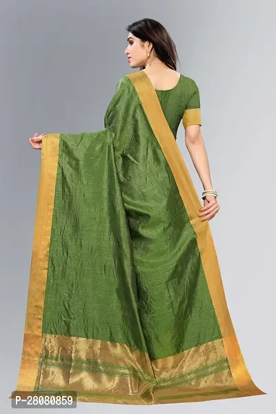 Women kerla Cotton Saree With Unstitched Blouse Piecee mahendi-thumb2