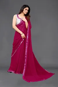 Women Georgette mirror border saree with  Unstitched Blouse Piece-thumb4