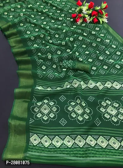 Women lilan cotton saree with  Unstitched Blouse Piecee Green-thumb0