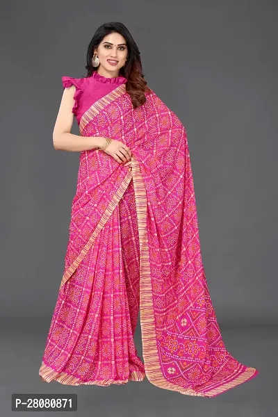 Elegant Georgette Badhani Saree With Unstitched Blouse Piece-thumb4